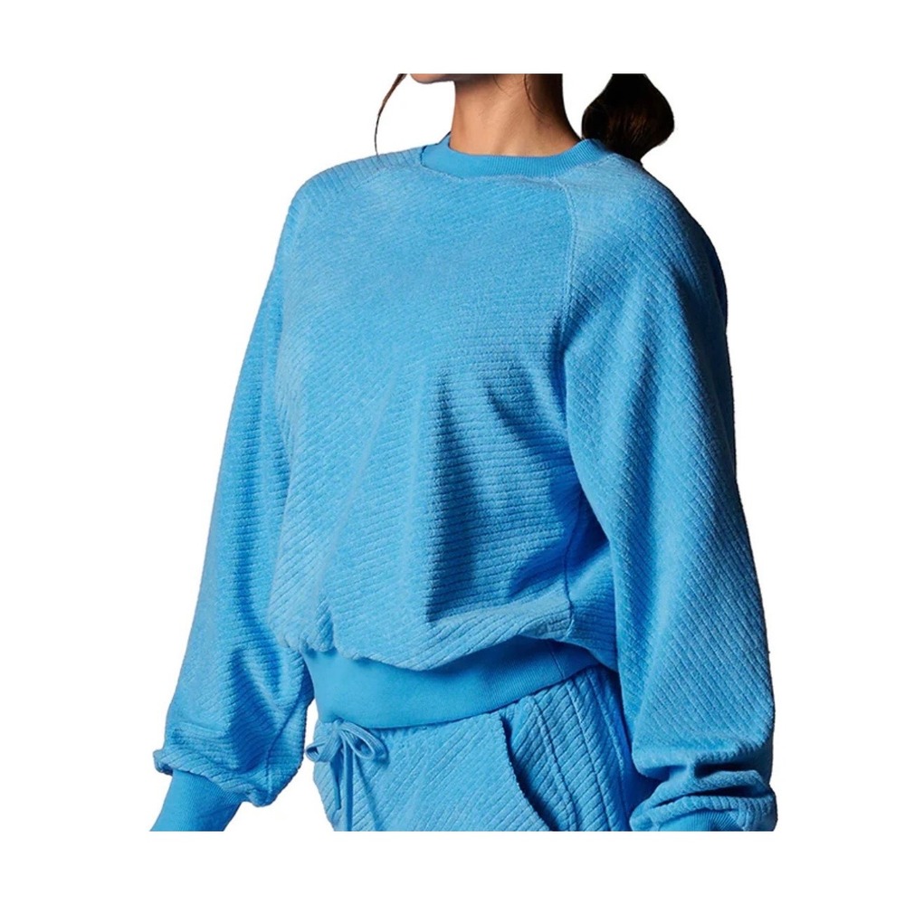 Tavi Womens Ease Crew Terry Sweatshirt Small Cozy and Cool Active Ocean Blue